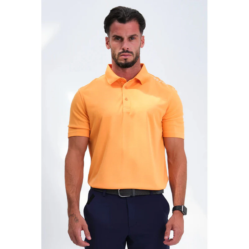 Reflo Mens Bohai Short Sleeve Polo Shirt (Tangerine) | Sportpursuit.co