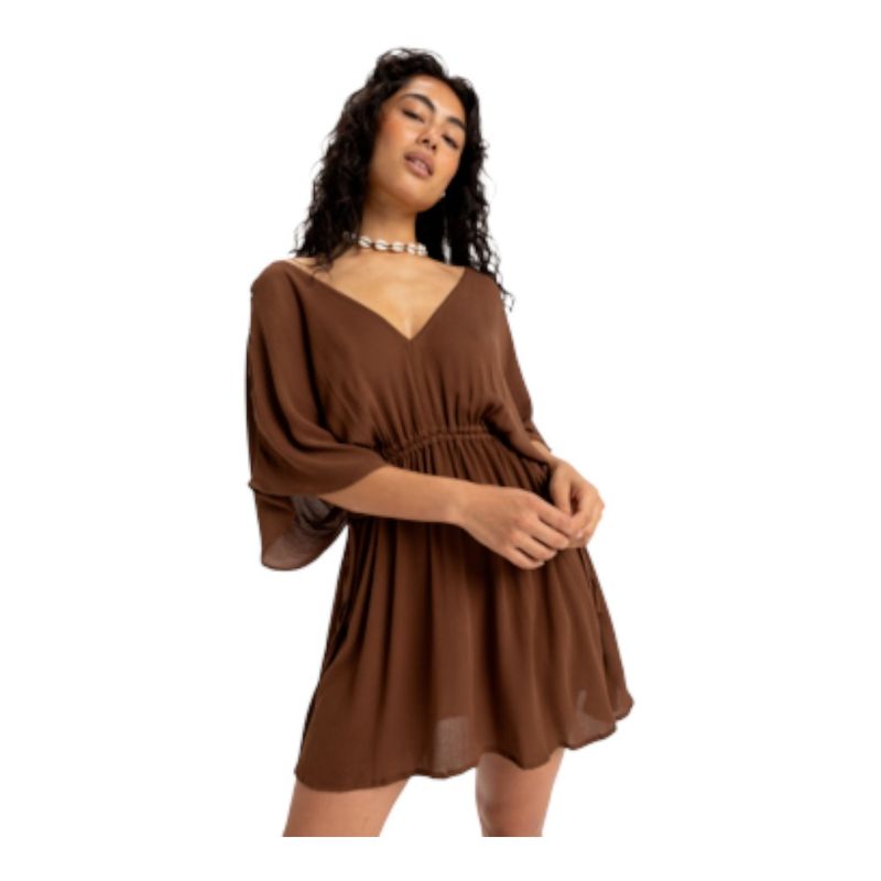 roxy brown dress Womens Sun Baby (Brown) Size:UK 14 / US 10 / EU 42 functional matching fabric knot Two-Piece Dresses – yewendress singlesday2025-11%