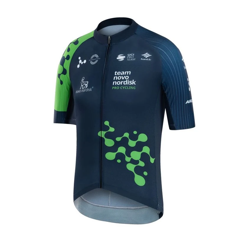 Santic Mens 2024 Novo Nordisk Pro Cycling Team Clothing Set (Blue/Gree