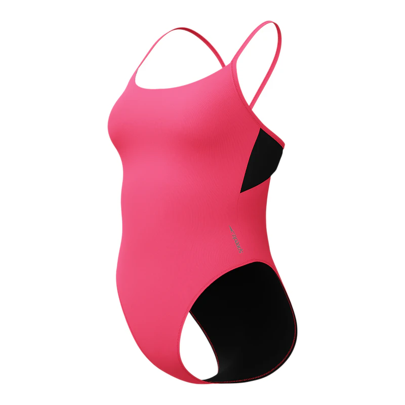 Speedo Womens Colorblock Racerback One-Piece Swimsuit (Pink) | Sportpu