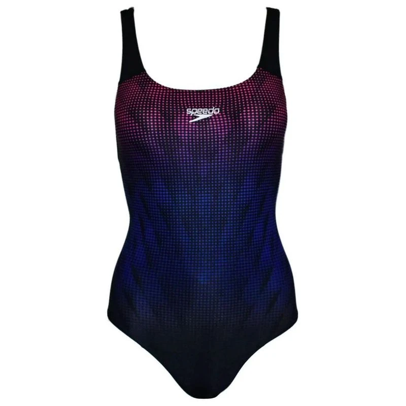Speedo Powerback Speedo Womens Digital Placement Powerback Swimwear (Black/Pnk) | Sport