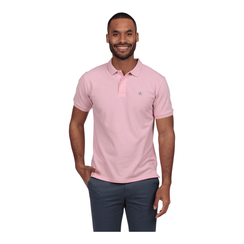 Kjus Mens Soren Mel Stripe Polo (Pink Salt/White) | Sportpursuit.com
