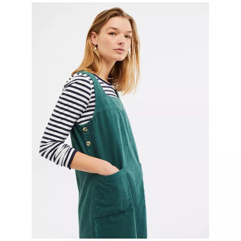 White Stuff Womens Moonshine Cord Pinny Dress (Dark Green) | Sportpurs