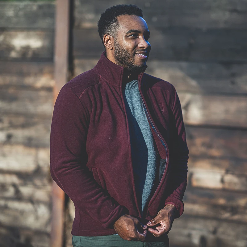 Wilde and King Mens Heath Fleece Jacket (Burgundy Wilde and King Mens Heath Fleece Jacket (Burgundy