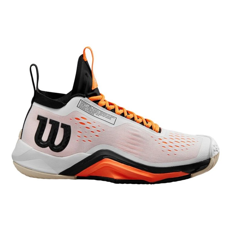 Wilson Mens Rush Pro Tour Mid Tennis Shoes (White/Black/Shocking Orang