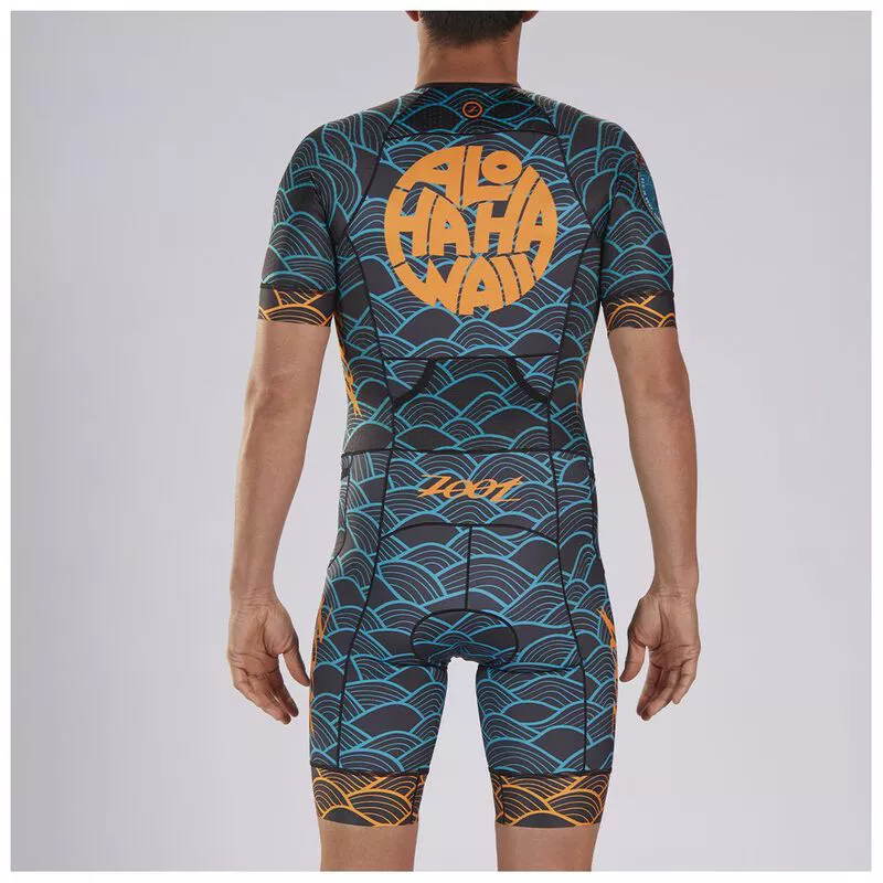 Zoot Mens LTD Tri Aero Short Sleeved Race Suit (Aloha 19) | Sportpursu