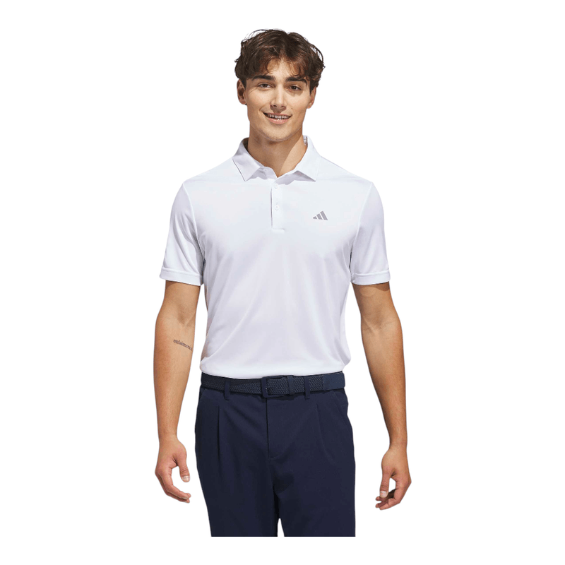 adidas Golf Mens Performance Solid Short Sleeve Polo Shirt (White) | S