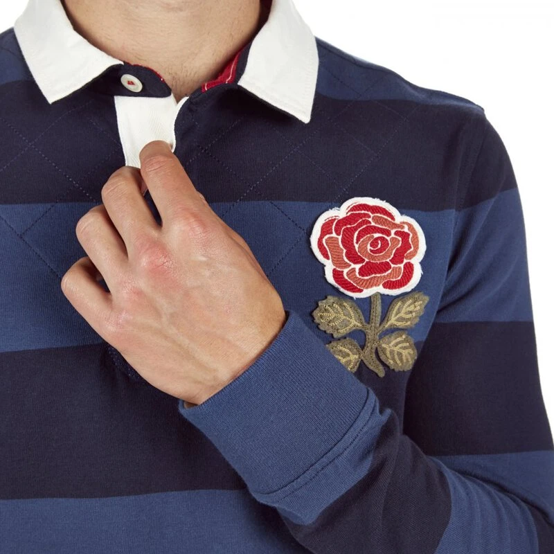 Canterbury Mens England Wide Stripe Long Sleeve Rugby Shirt (Deep Sea