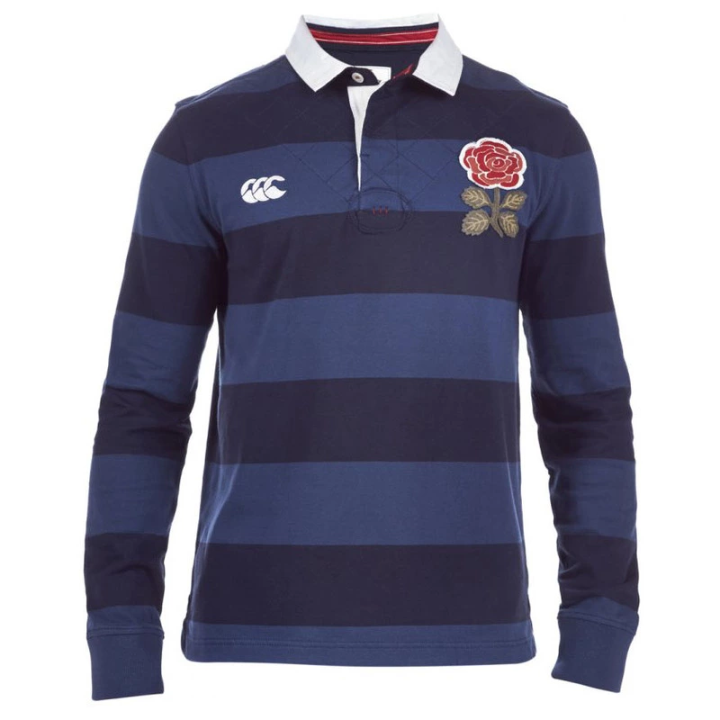 Canterbury England Rugby ラガーシャツ S Canterbury Mens England Wide Stripe Long Sleeve Rugby Shirt (Deep Sea