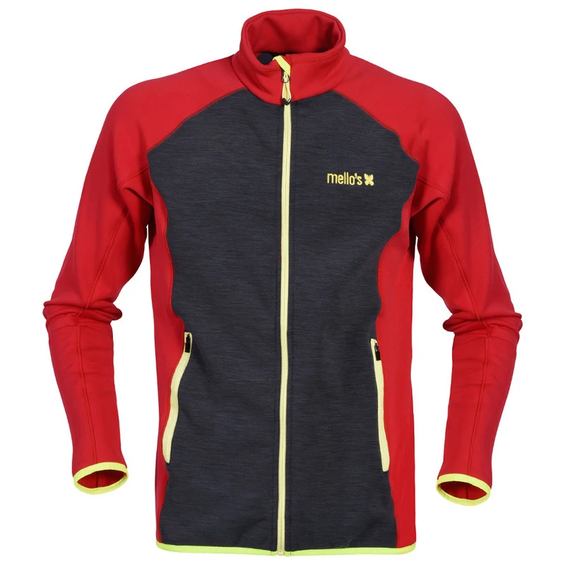 Mellos Mens Wool Fleece Jacket (Red/Gray Melange C. Yellow) | Sportpur
