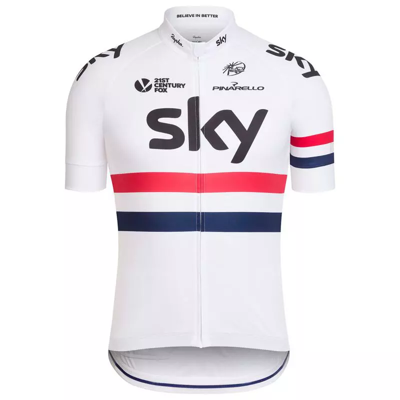 Rapha Mens Team Sky Replica National Champion Jersey (White) | Sportpu