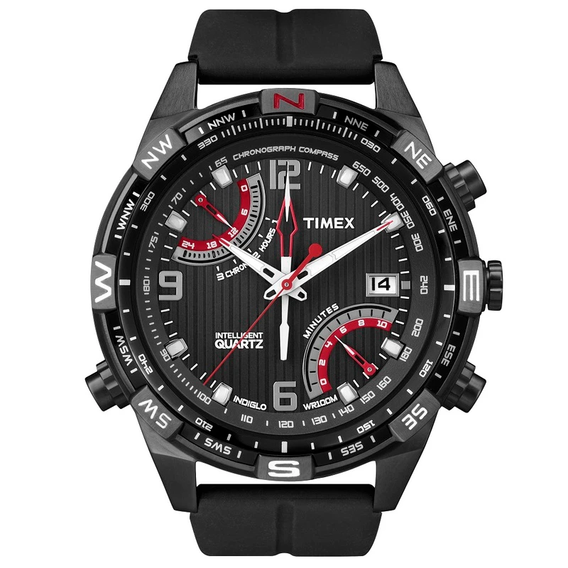Timex IQ Fly-Back Watch (Black - Silicone Strap) | Sportpursuit.com