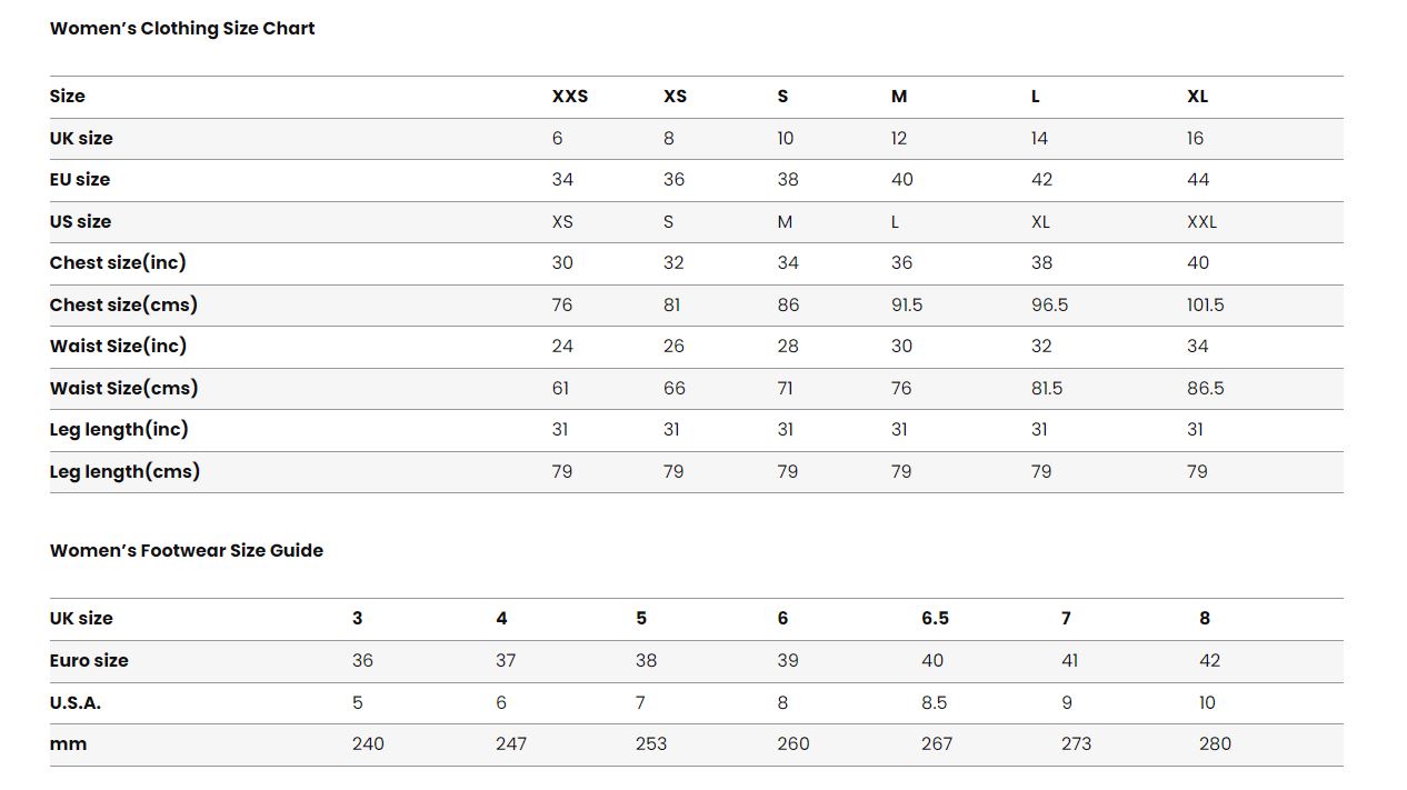 Ellesse Size Guide