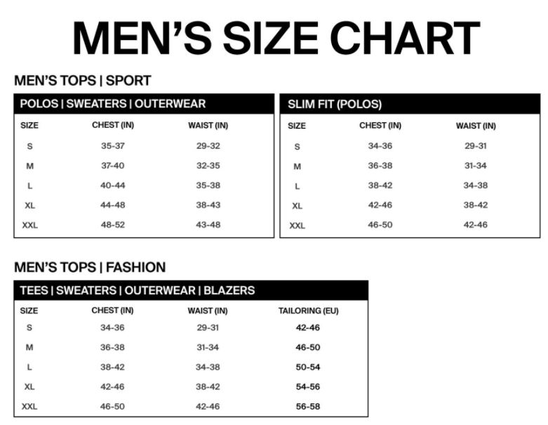 J.LINDEBERG ゴルフシャツ サイズ46 J.Lindeberg Size Guide
