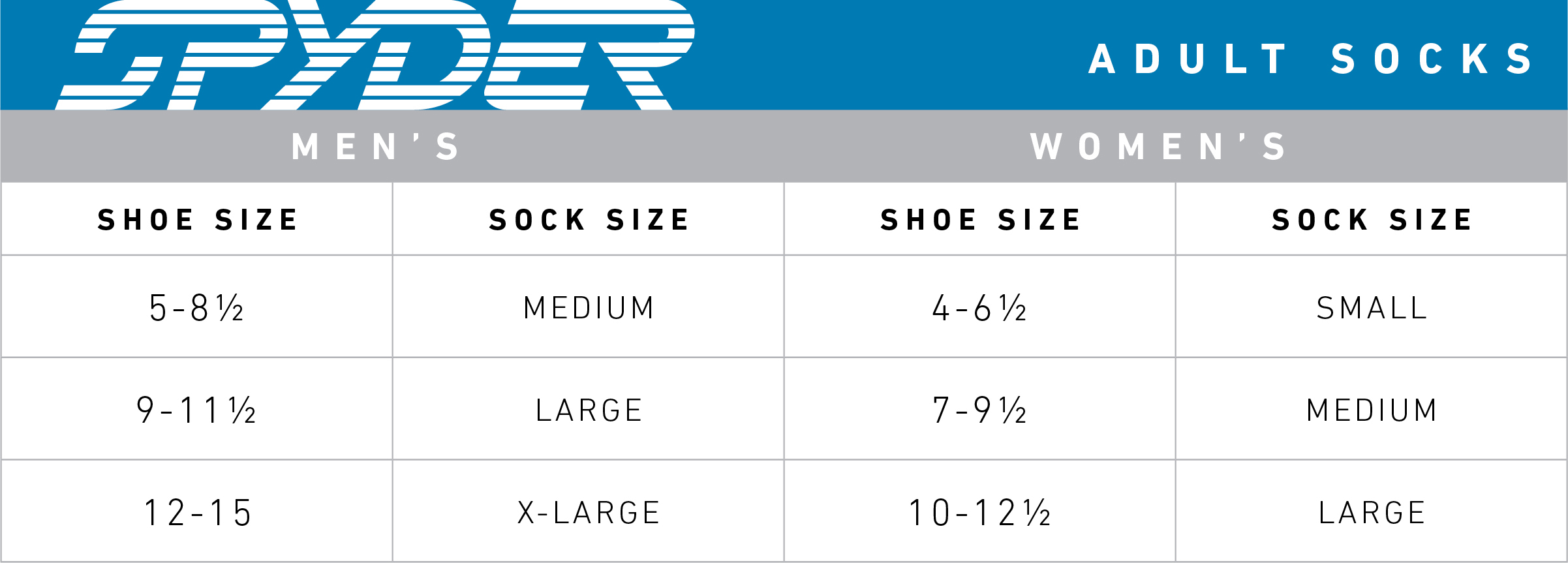 Spyder Size Guide