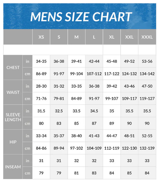 Spyder Size Guide