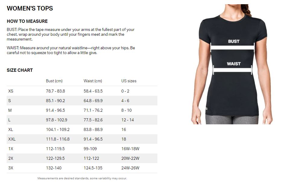 Under Armour Size Guide