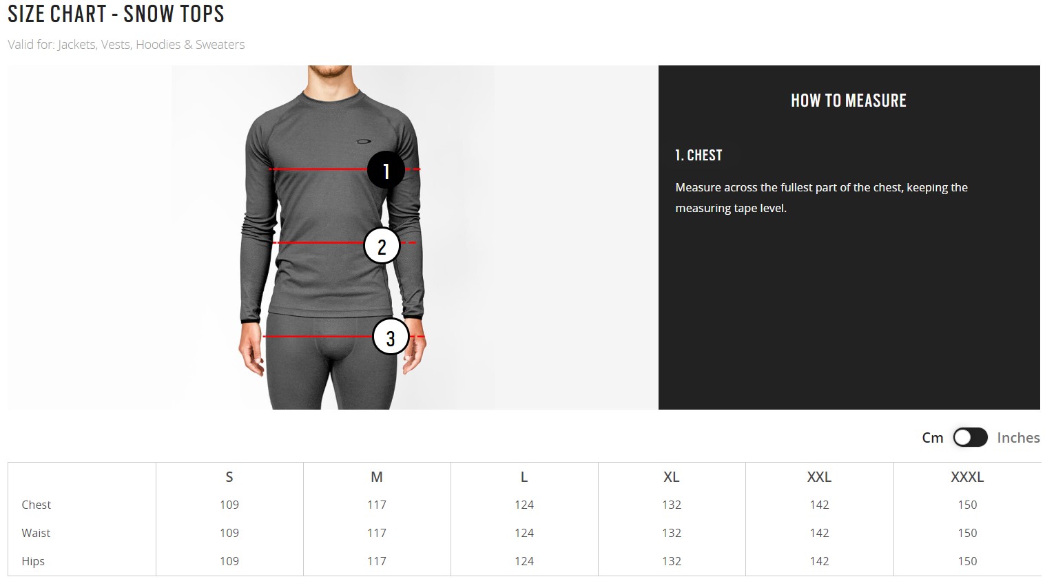 Oakley Size Guide