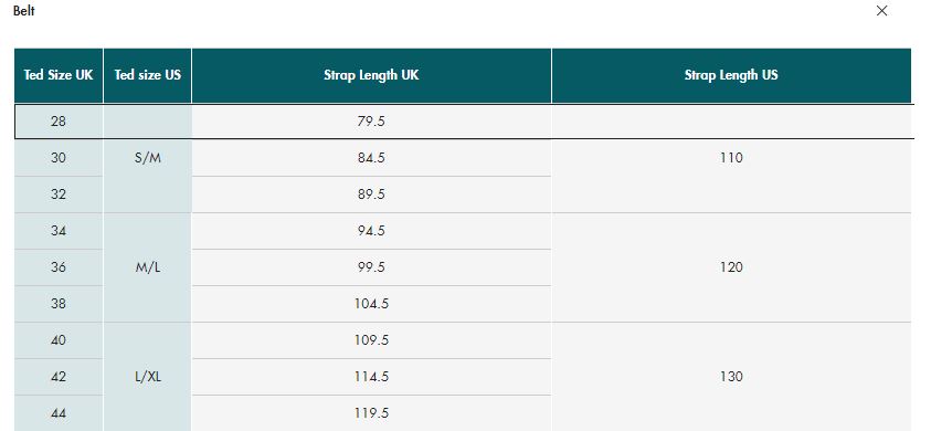 Ted Baker Size Guide